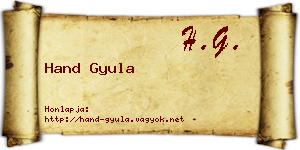 Hand Gyula névjegykártya